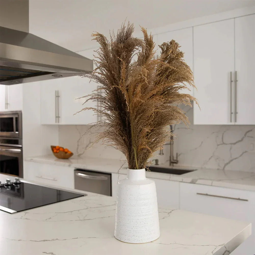 30 Desert Whisper - Pampas naturelles séchées dans un vase en céramique