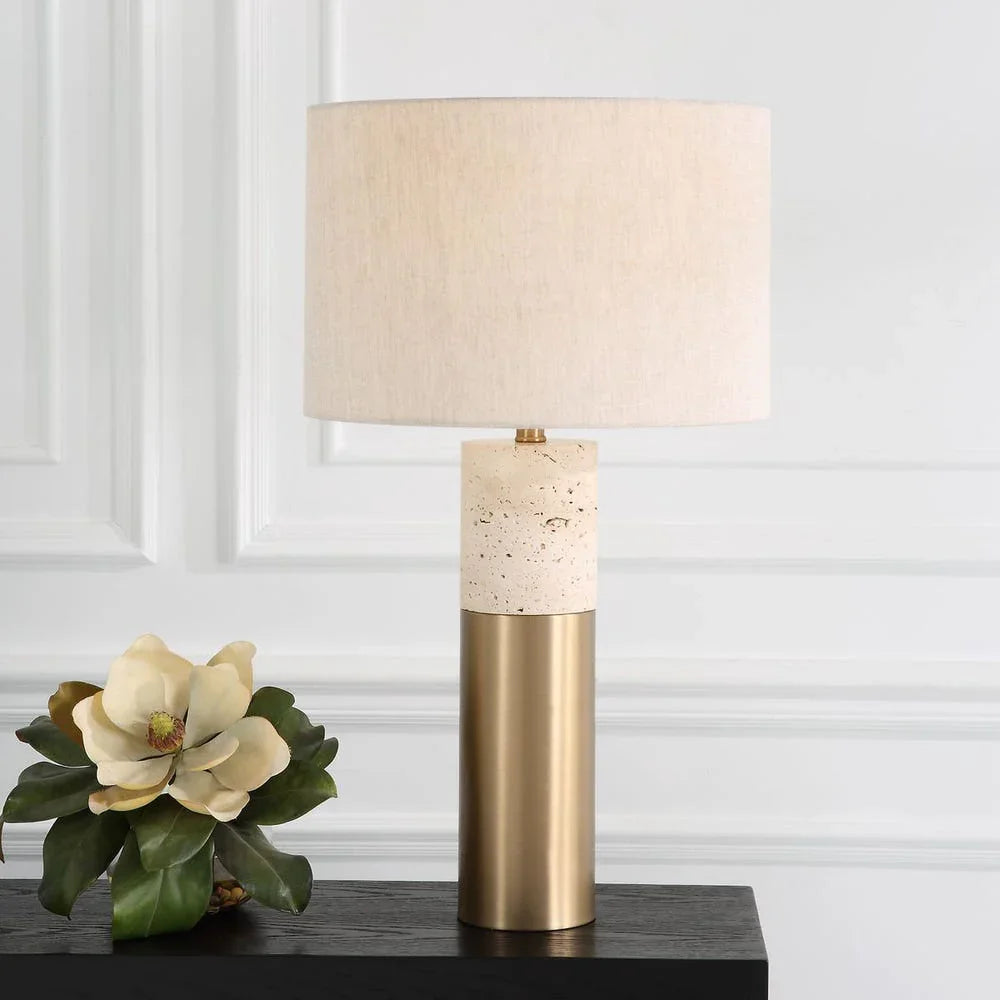 Lampe de table Bravertine Or et Travertin