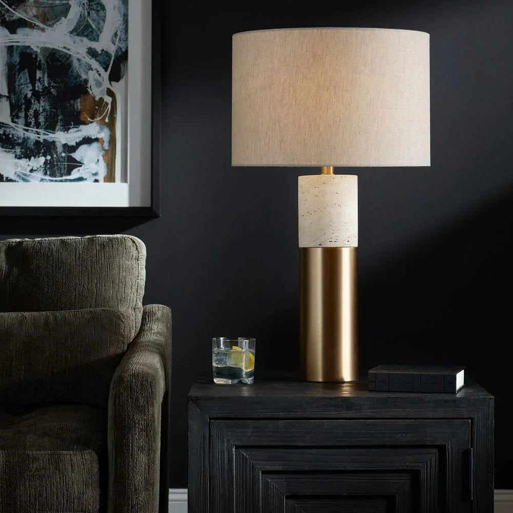 Lampe de table Bravertine Or et Travertin
