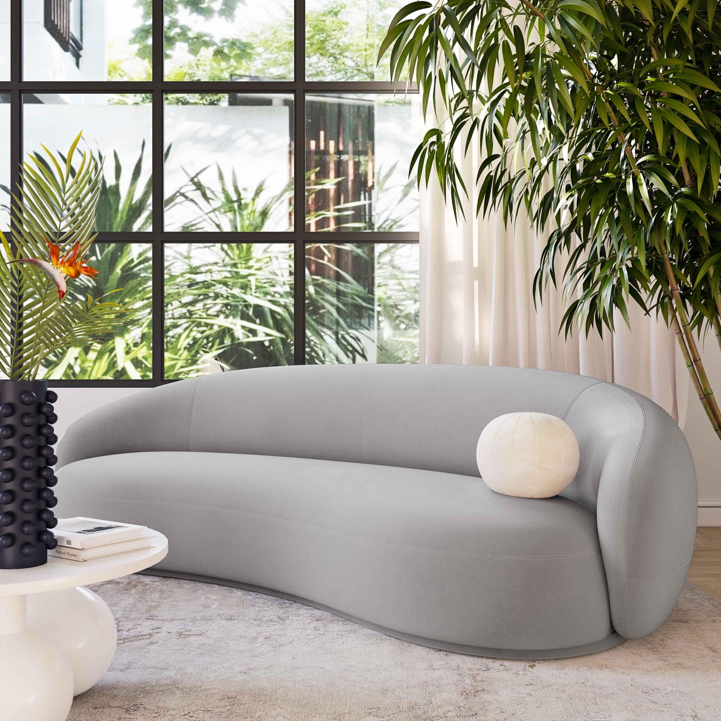 Canapé Urbana en velours gris clair