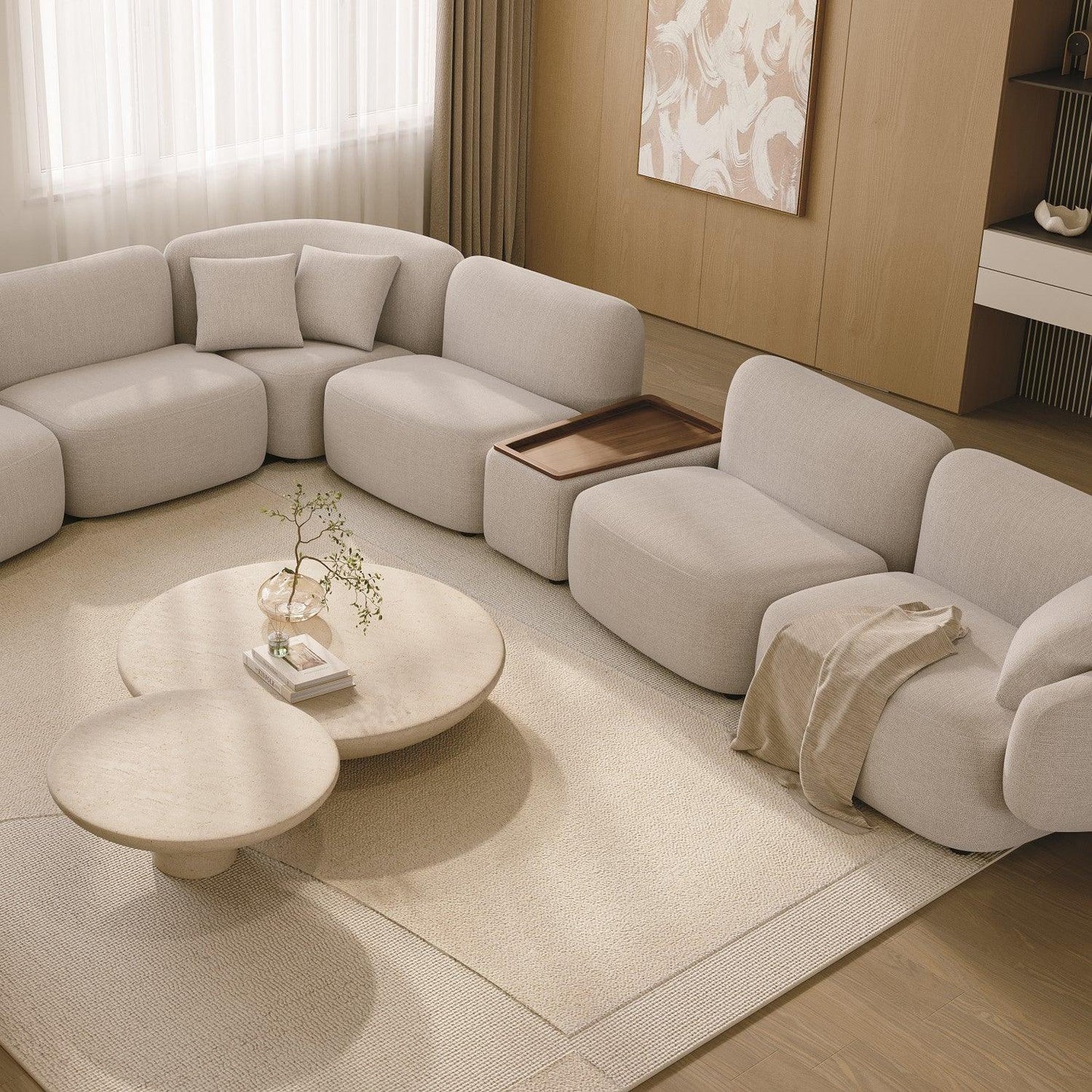 Ensemble de canapés sectionnels extensibles Divano blanc cassé