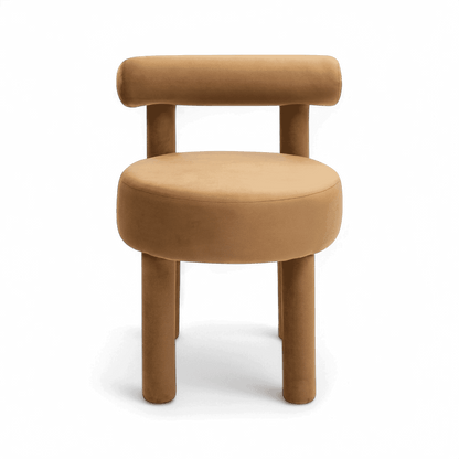 Chaise de salle à manger en velours Camel Arch
