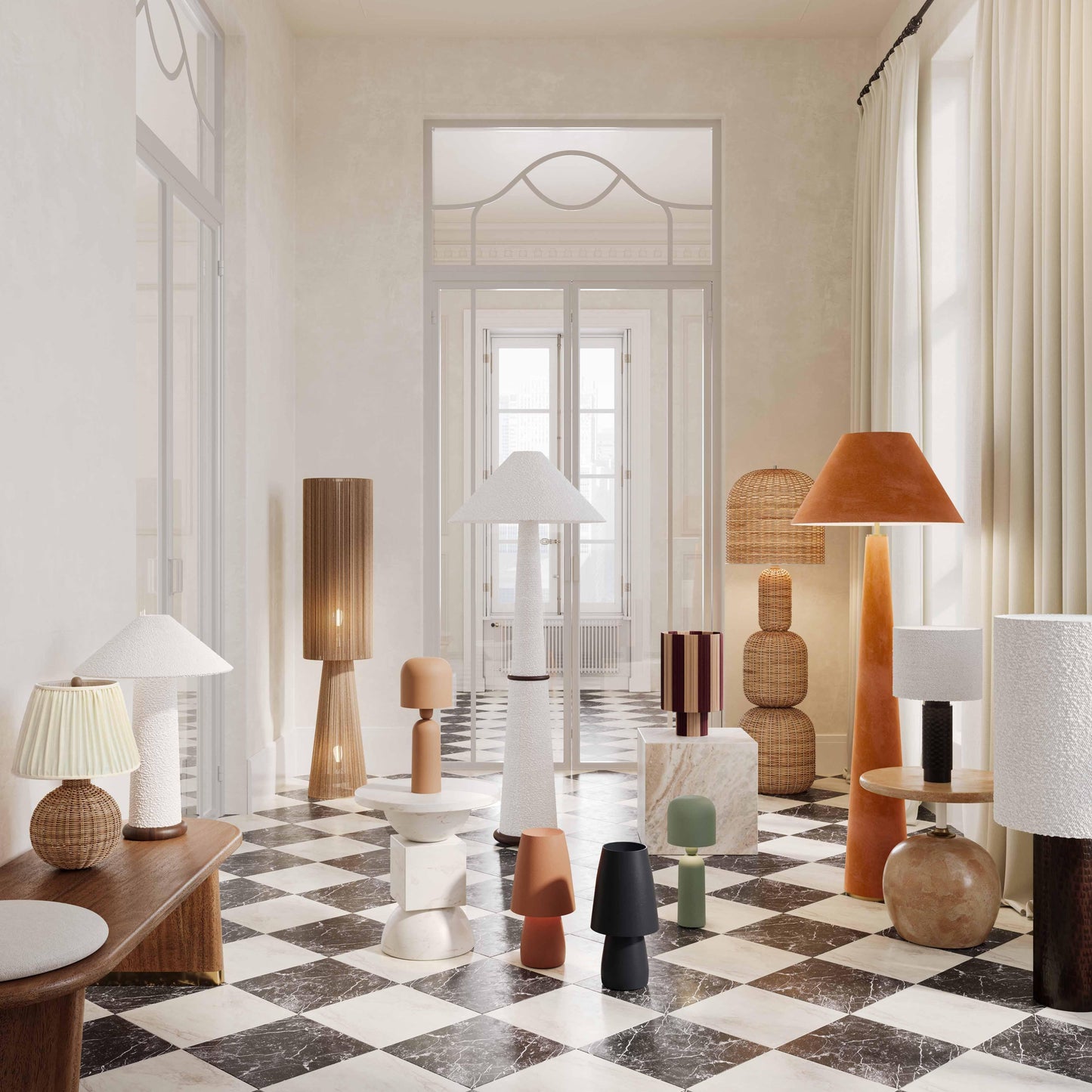 Lampadaire en jute verdoyant