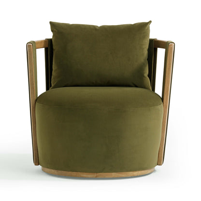 Chaise pivotante en velours vert Equinox