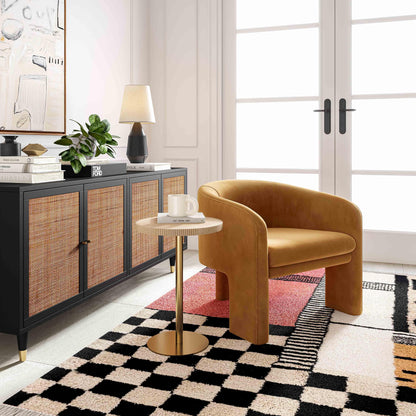 Fauteuil d'appoint Helix en velours camel
