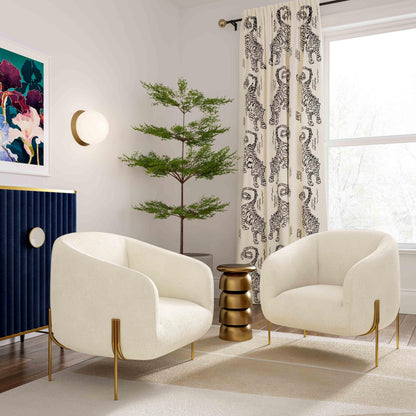 Fauteuil d'appoint en peau de mouton beige Throne
