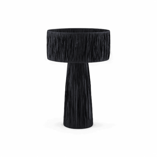 Lampe de table Auric en raphia noir
