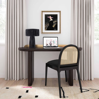 Lampe de table Auric en raphia noir