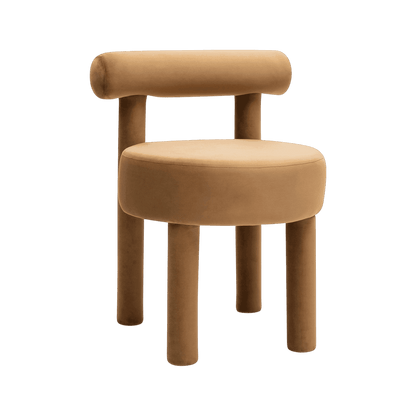 Chaise de salle à manger en velours Camel Arch