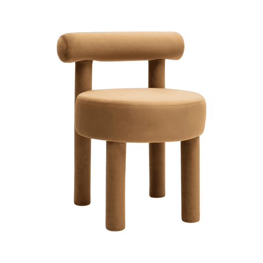 Chaise de salle à manger en velours Camel Arch
