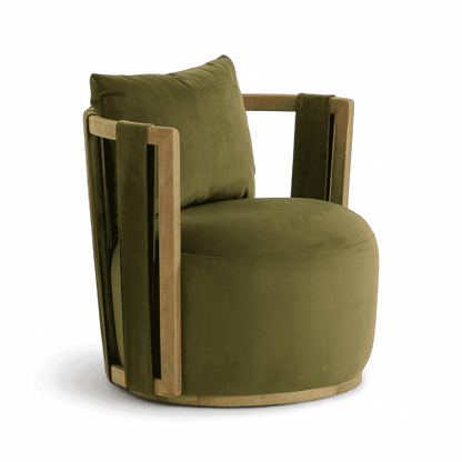 Chaise pivotante en velours vert Equinox
