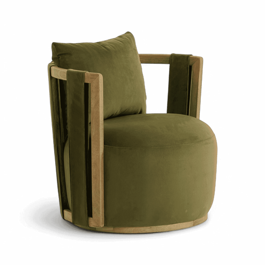 Chaise pivotante en velours vert Equinox