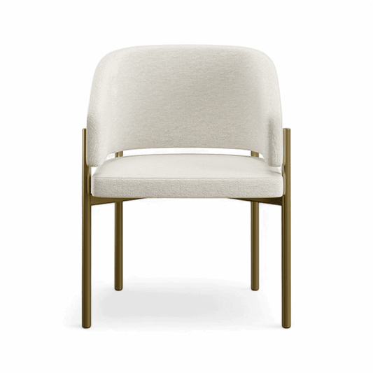 Chaise de salle à manger Oxford blanc cassé et cadre en laiton